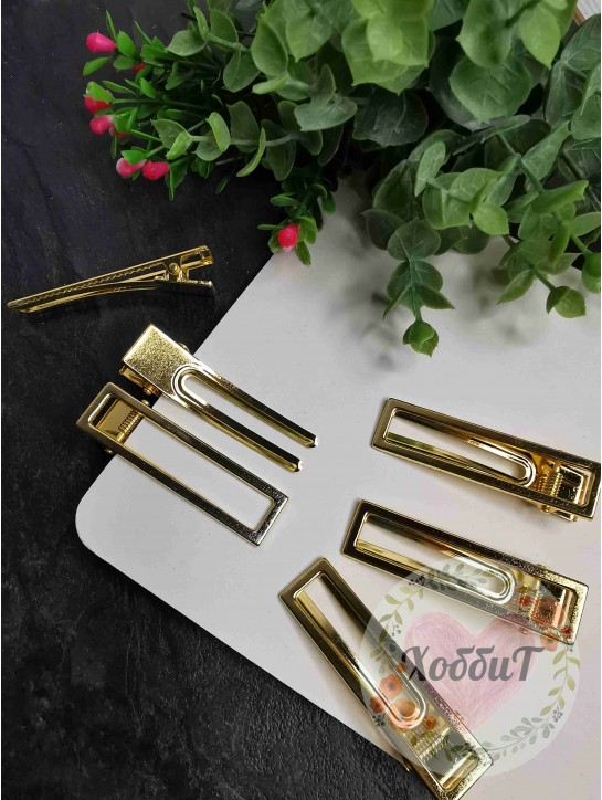 Зажим металлический "Прямоугольник" 6см (золото)